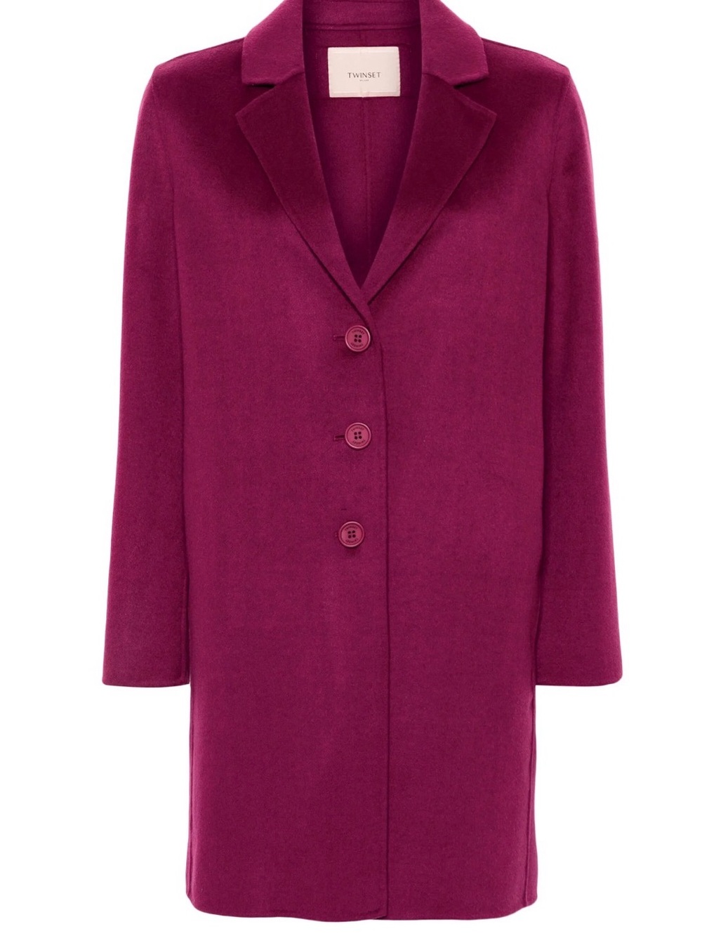 Twinset Women's ‘Plum Purple’ Wool Blend Single-Breasted Coat
